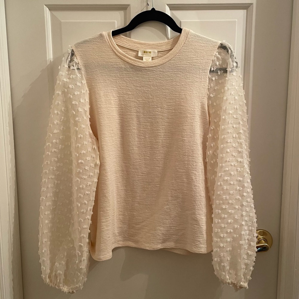 Anthropologie Maeve Textured-sleeve Top